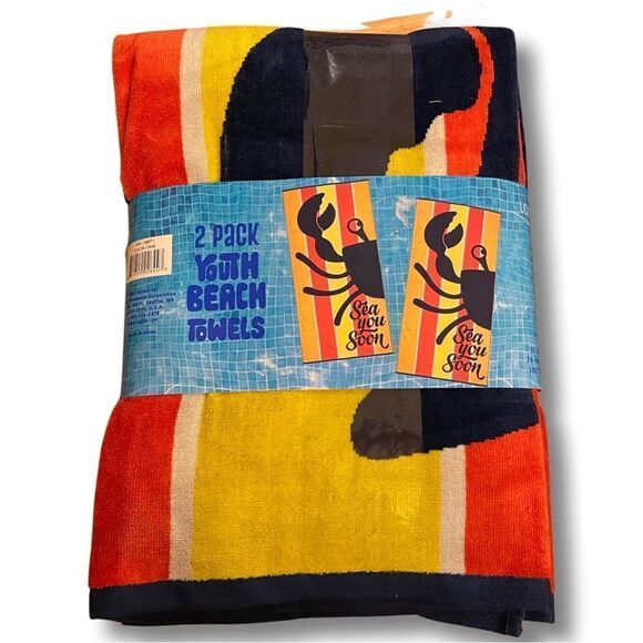 Loftex Set of 2 Youth Beach Towels Crab - Picture 2 of 8